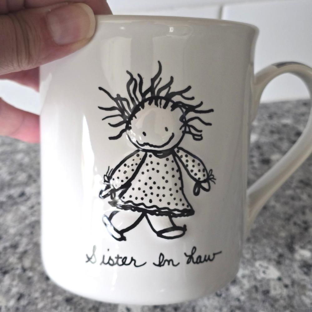 Children of the Inner Light Sister In Law Mug White Black‎ Gingham Handle Marci - Picture 6 of 11